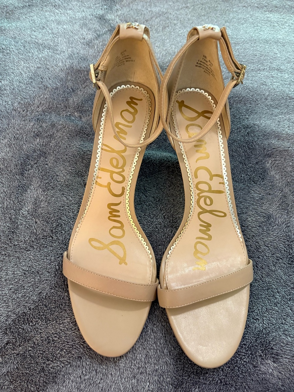 Sam Edelman Patti Nude Leather Ankle Strap Stiletto Heels Sandals sz 12
